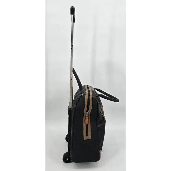 Mona B Revive Roller Bag – Black Canvas & Vegan Leather Trim Luggage & Travel Bags